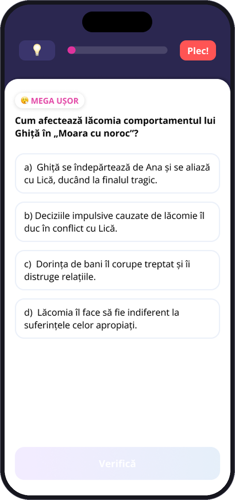 O întrebare din BacUp